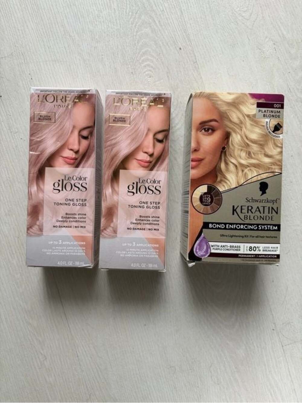 Blonde Trio - L'Oréal LeColorGloss Blush & Schwarzkopf Keratin Platinum Kit